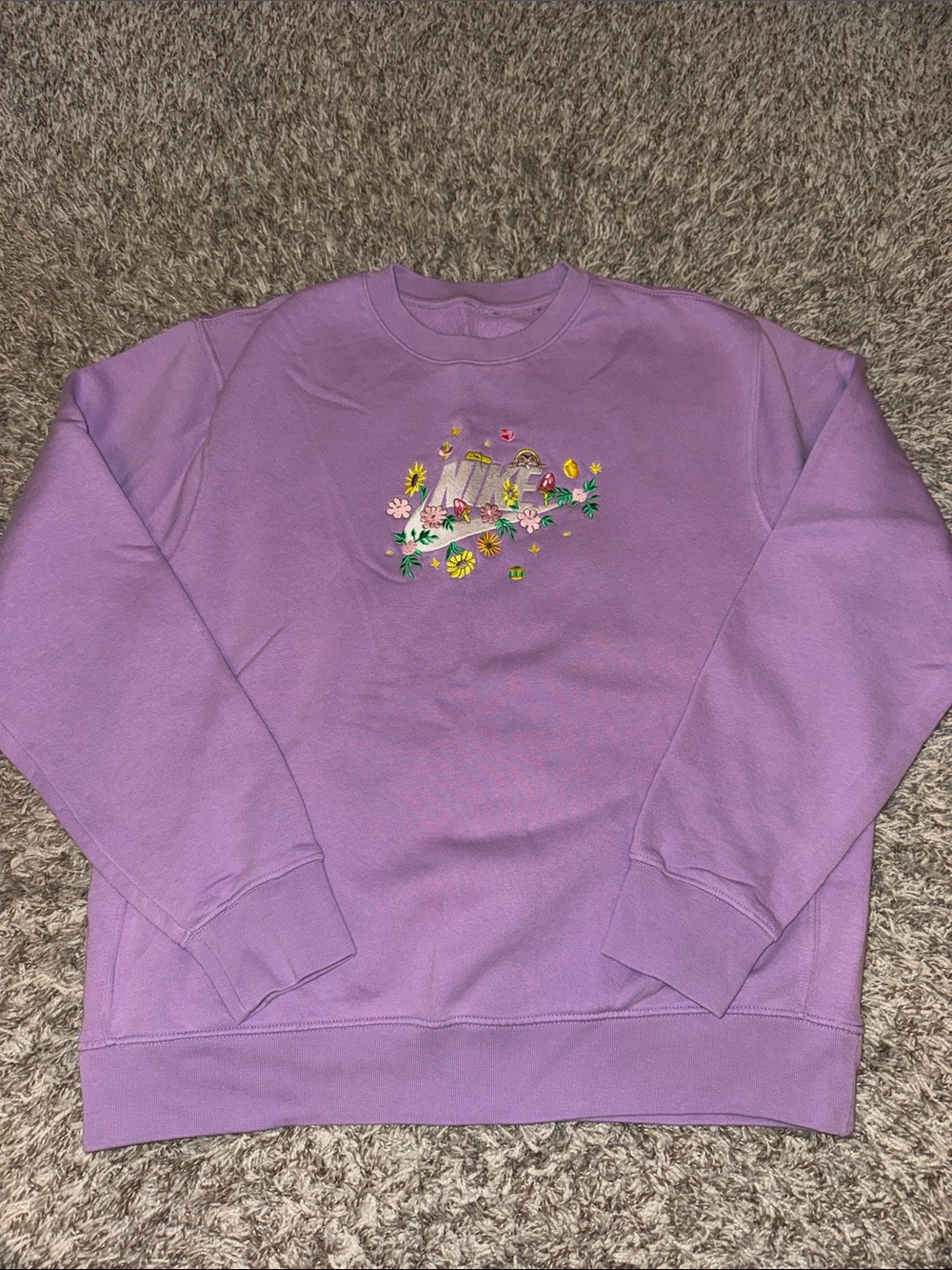 Nike Lilac Floral Embroidered Crewneck Sweatshirt